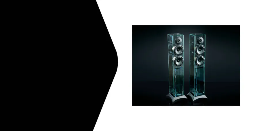 A pair of Waterfall glass tower loudspeakers